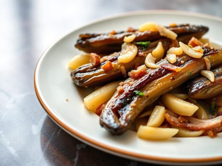 Sautéed dock with garlic and onions