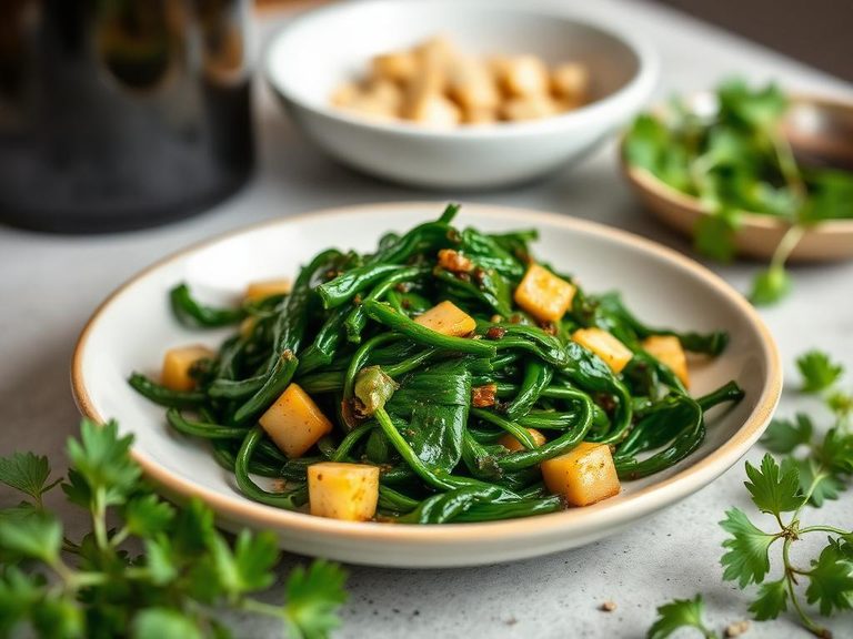 Sautéed garlic mustard greens