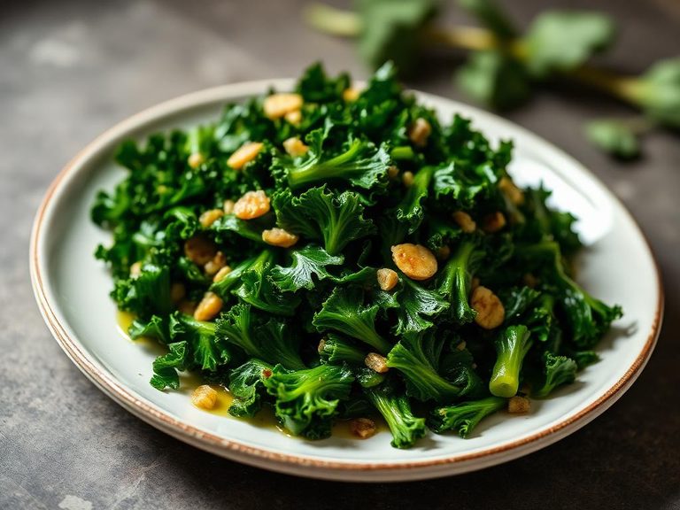 Sautéed kale with garlic and olive oil