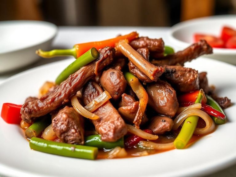 Sautéed spleen with onions and peppers