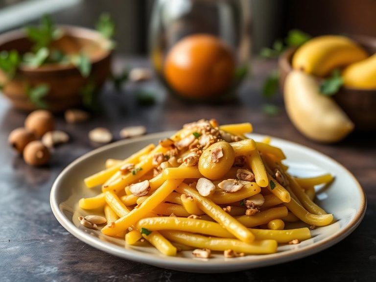 Sautéed yellow beans with garlic and almonds