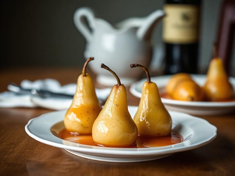 Sauternes-poached pears