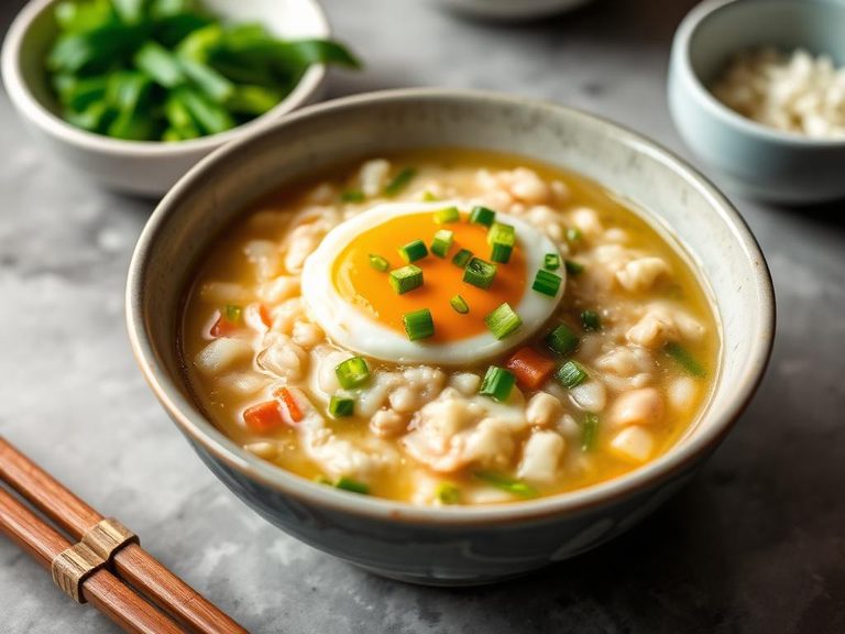 Savory Congee with Egg and Scallions