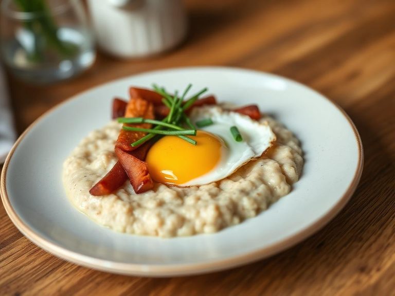 Savory Cream of Wheat with a fried egg and chives