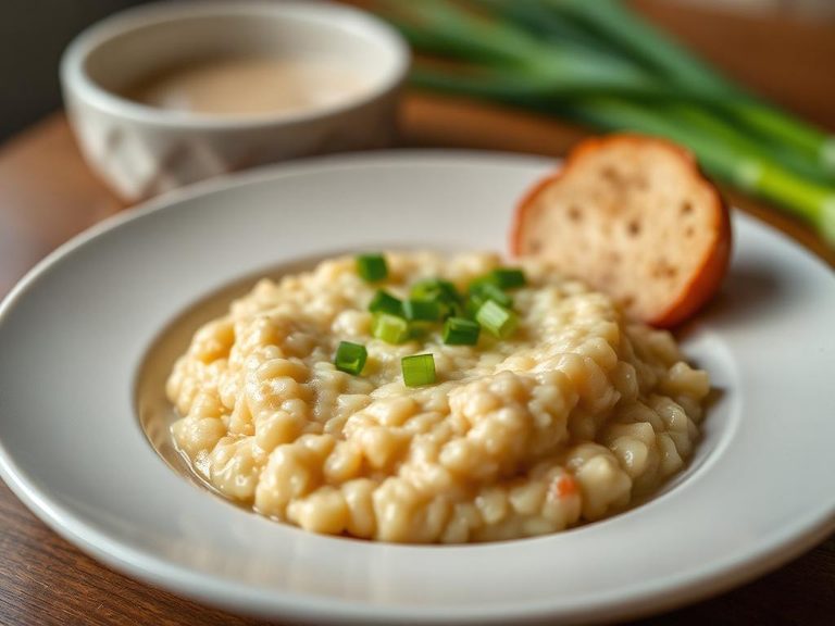 Savory grits porridge with scallions