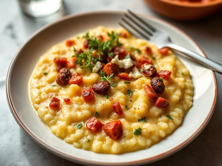 Savory grits-style preparation with cheese and herbs