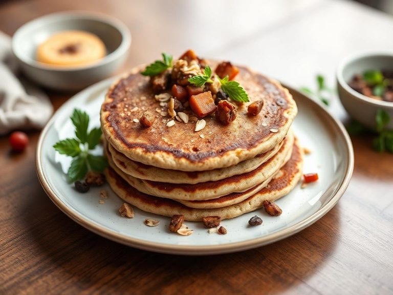 Savory oat and whole-wheat pancakes