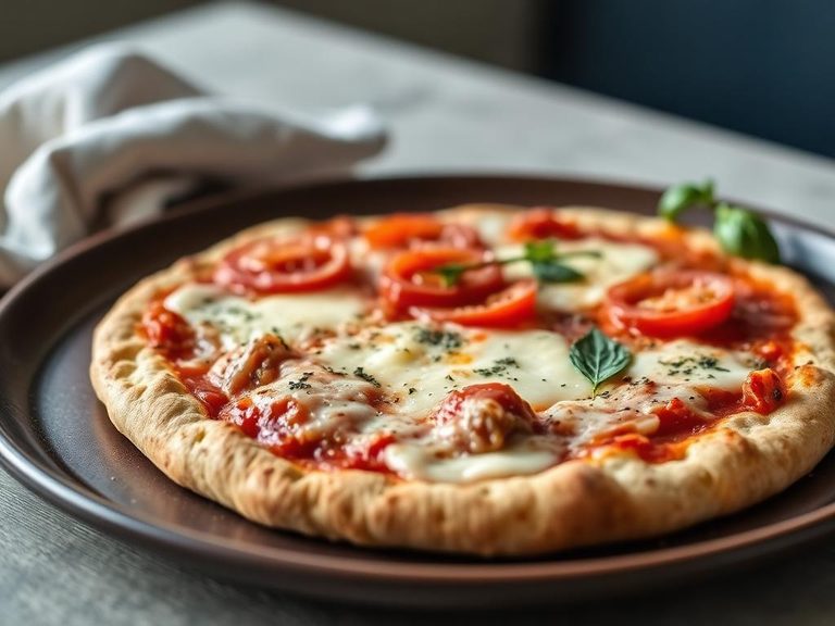 Savory 'pizza' base with cheese and tomato