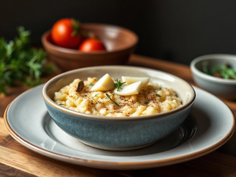 Savory porridge with cheese and herbs