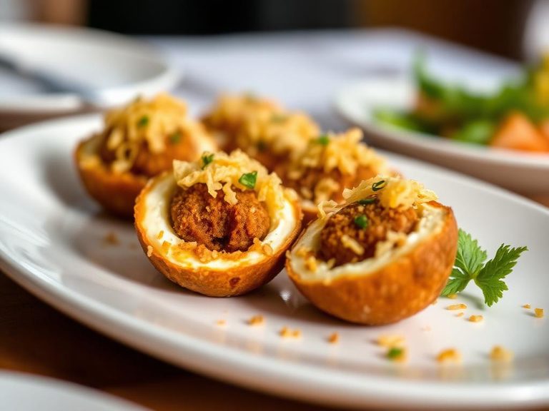 Scotch eggs with a potato chip coating