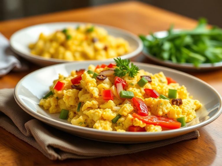 Scrambled egg substitute with peppers and onions