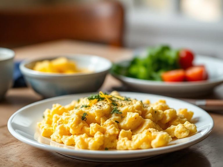 Scrambled eggs with cheddar