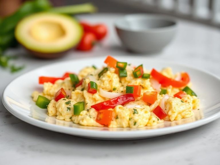 Scrambled Eggs with Peppers and Onions