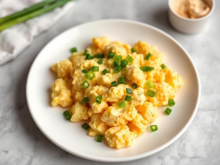 Scrambled eggs with scallions