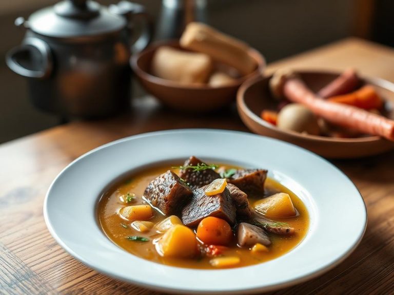 Sea liver soup with root vegetables
