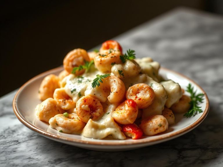 Seafood Alfredo Bake