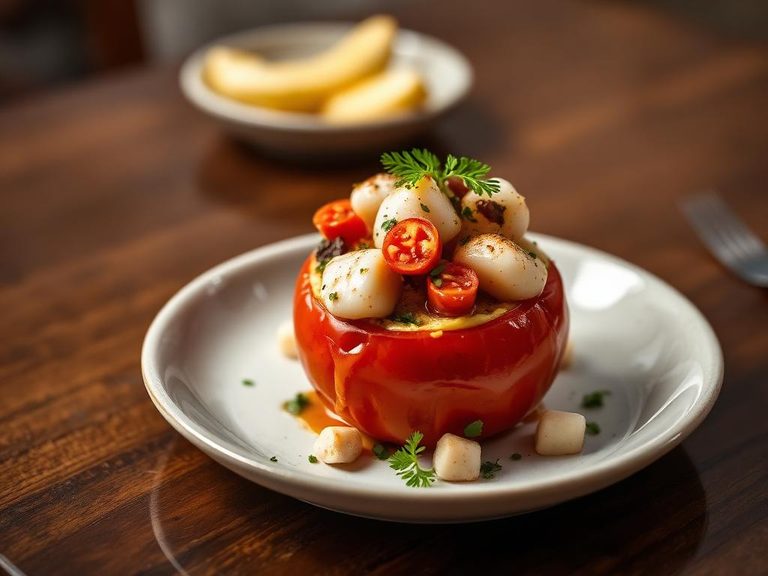 Seafood Salad Stuffed Tomato