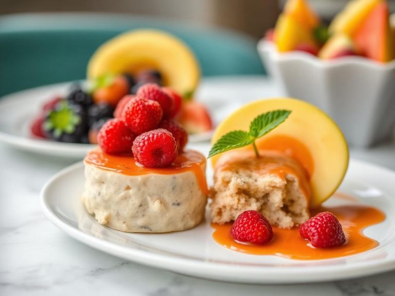 Served alongside a fruit platter for dessert