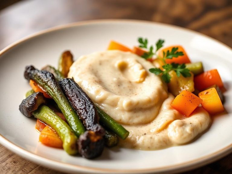 Served as a standalone puree with a side of soft-cooked veggies