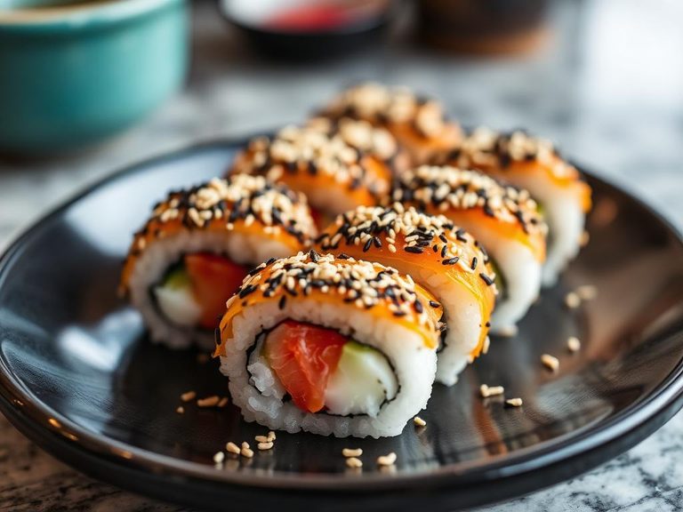 Sesame-crusted sushi (nigiri)