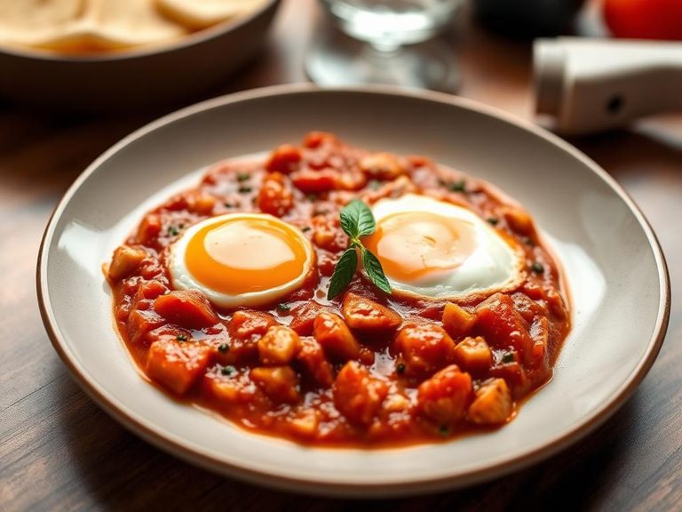 Shakshuka (with eggs poached in the tomato mixture)