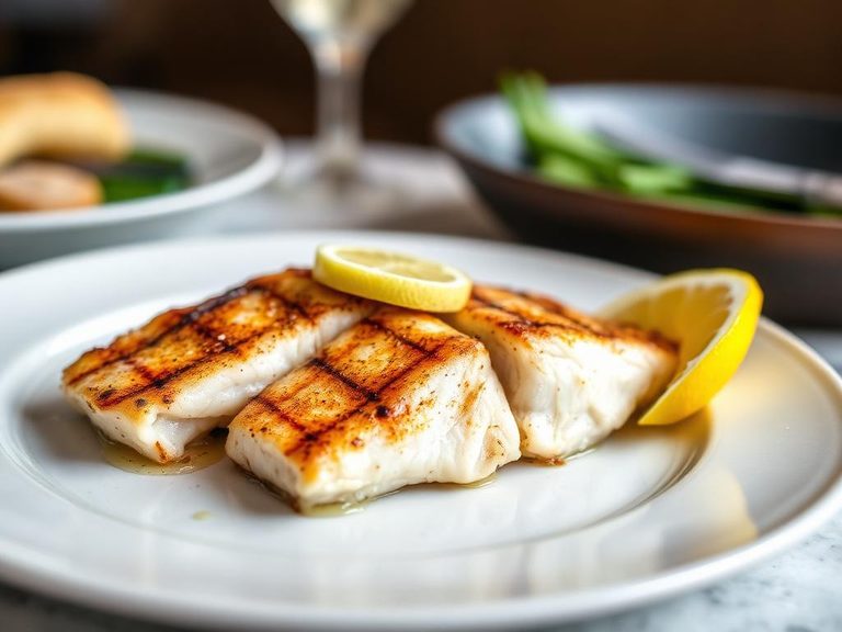 Sheepshead fillets, grilled with lemon butter