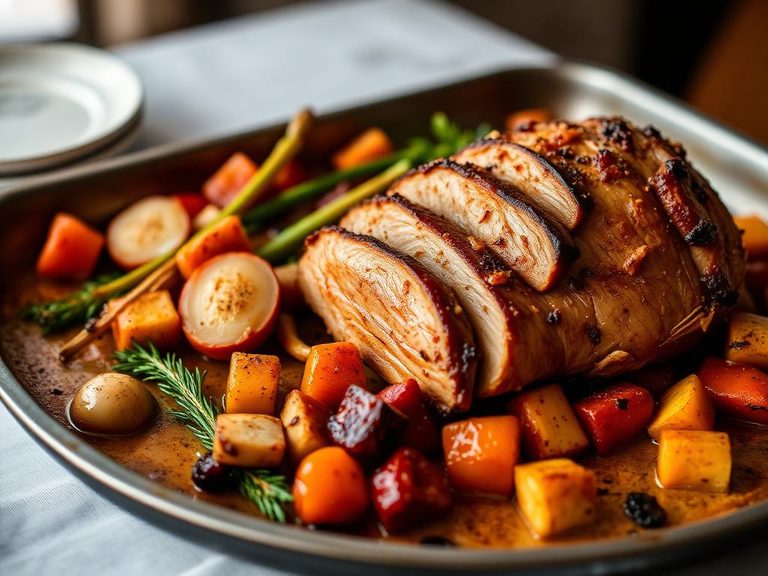 Sheet-pan roasted pork and vegetables