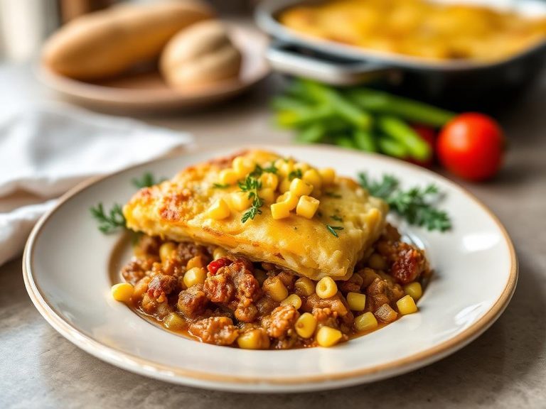 Shepherd's pie with a corn topping
