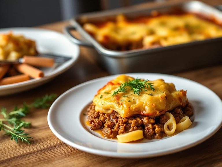 Shepherd's pie with pasta topping