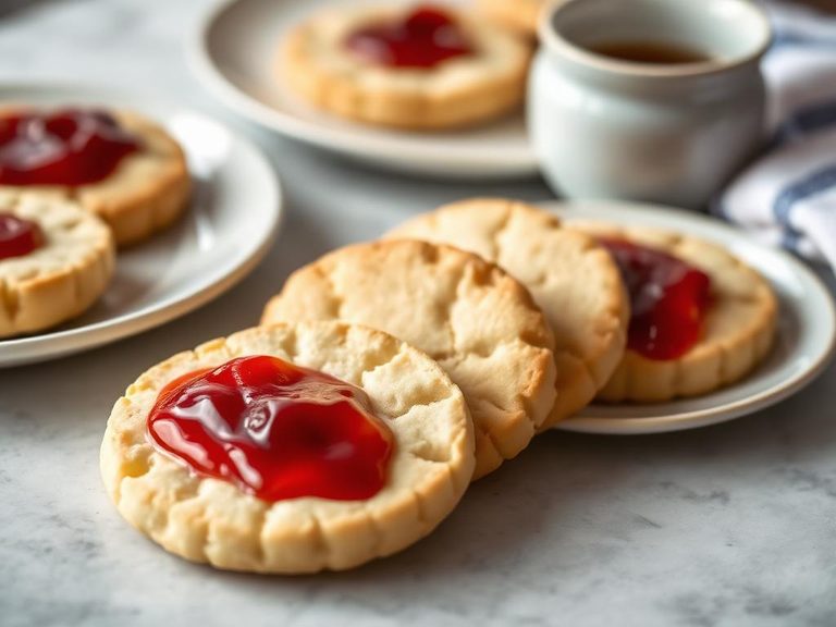 Shortbread rounds with jam
