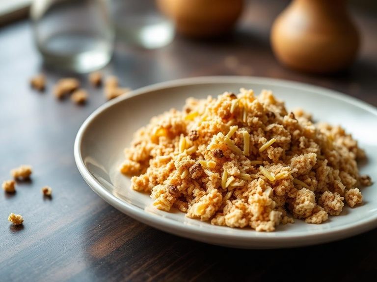 Shredded wheat biscuit crumble topping