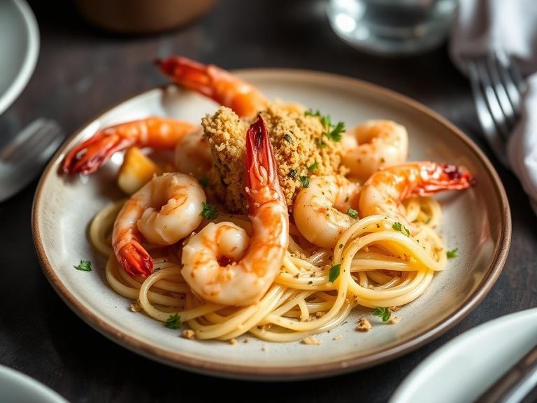 Shrimp Scampi (with breadcrumb topping)