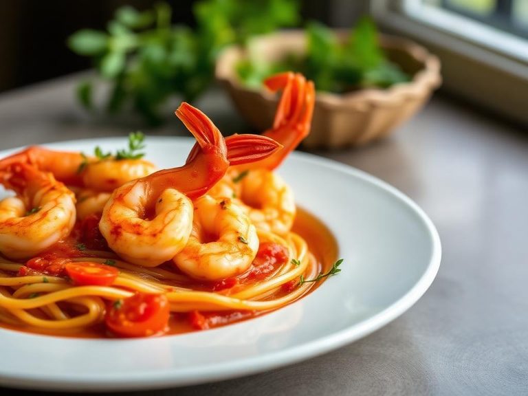Shrimp Scampi with Tomato Sauce