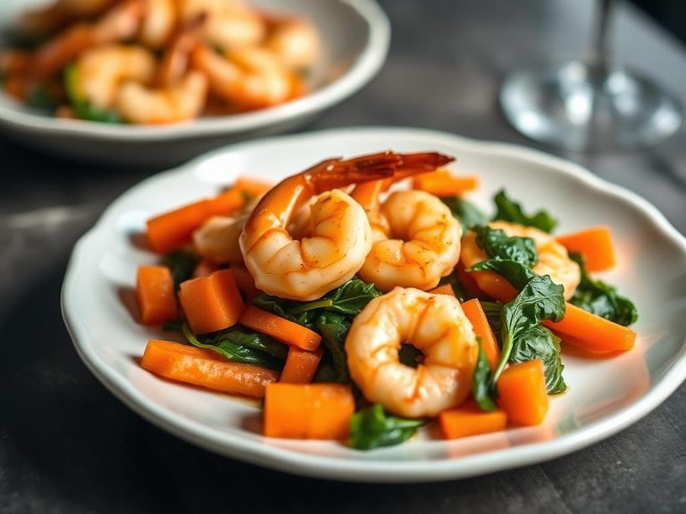 Shrimp with Carrots and Spinach
