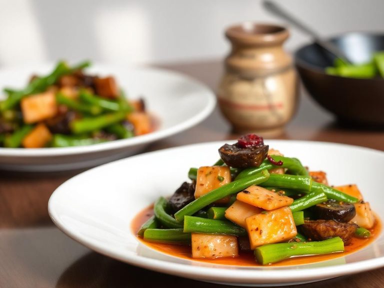 Sichuan Green Bean and Eggplant in Garlic Sauce