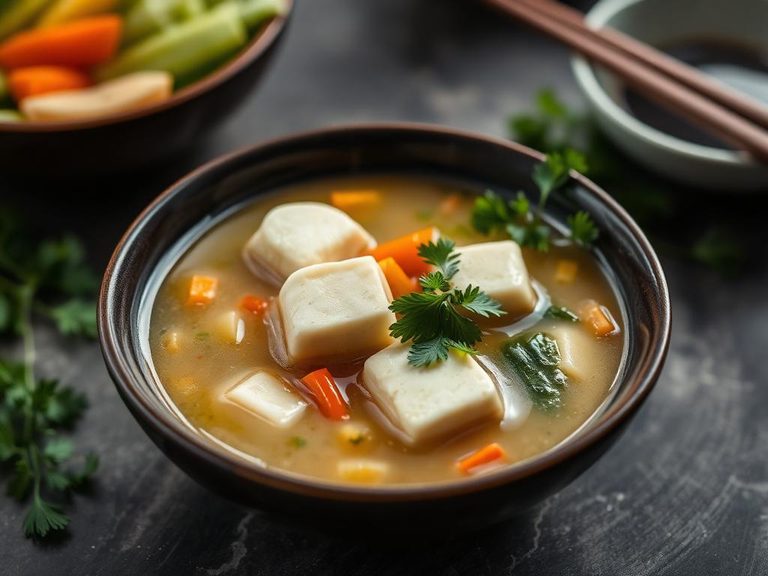 Silken Tofu Soup with vegetables