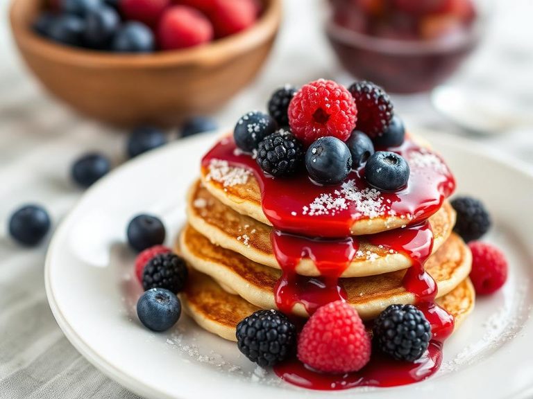 Silver Dollar Pancakes with Mixed Berries
