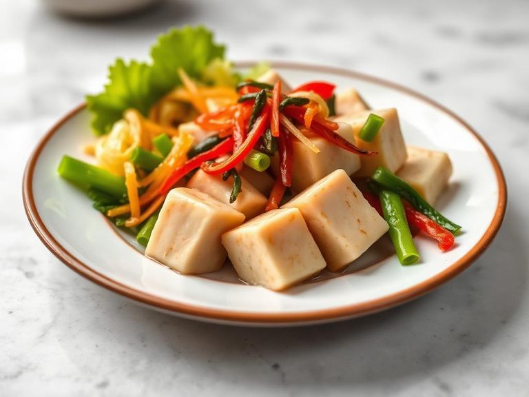 Simmered Koyadofu with vegetables