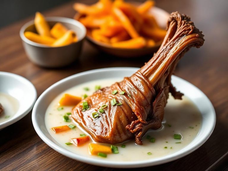 Simmered pork tail in coconut milk