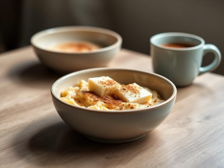 Simple breakfast bowl with butter and cinnamon