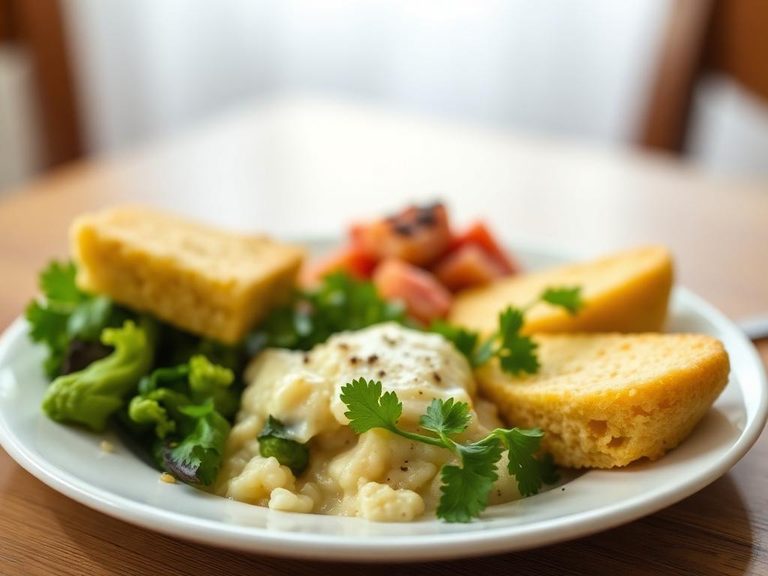Simple standalone lunch with cornbread