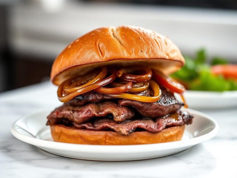 Sirloin Cap Sandwich with caramelized onions