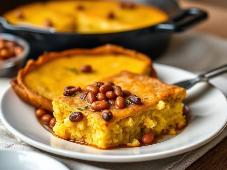Skillet cornbread with beans