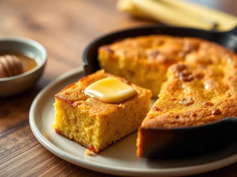 Skillet cornbread with honey butter