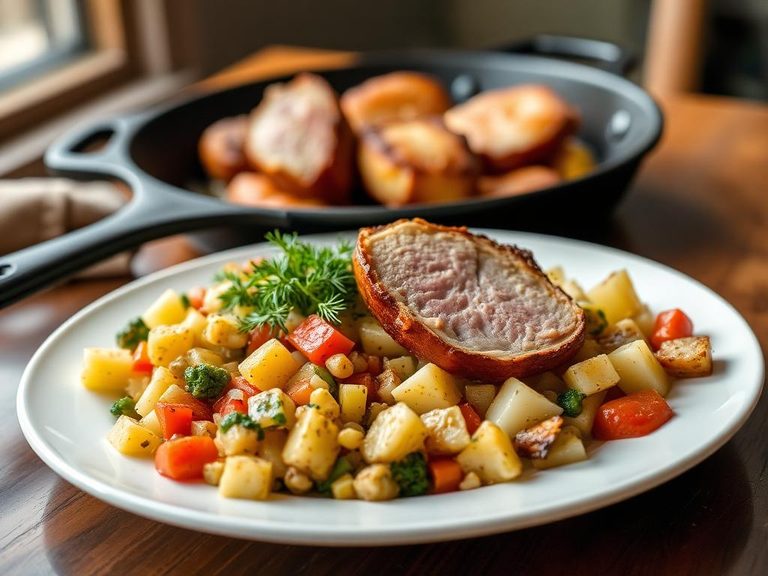 Skillet Ham, Potato, and Vegetable Hash