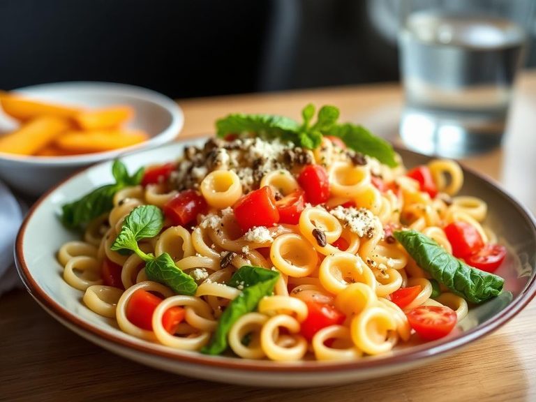 Sliced in a cold pasta salad