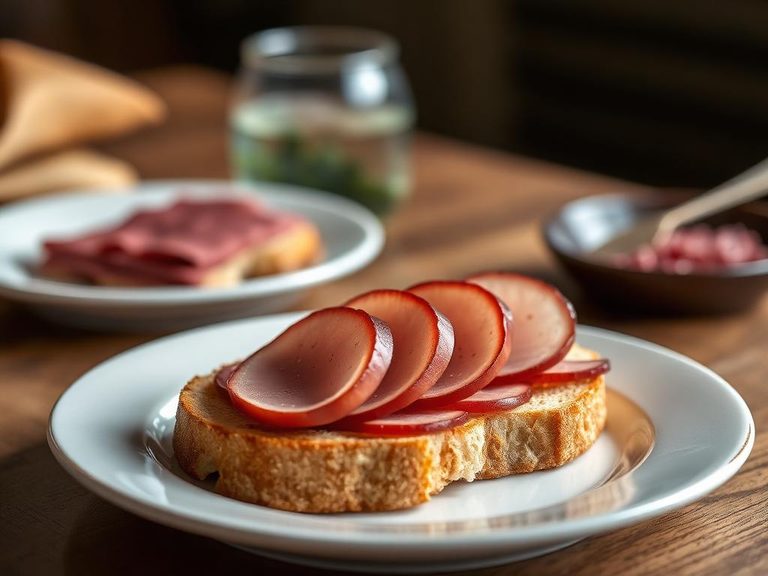 Sliced on open-faced rye bread