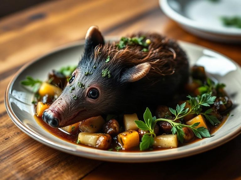 Slow-cooked opossum with herbs