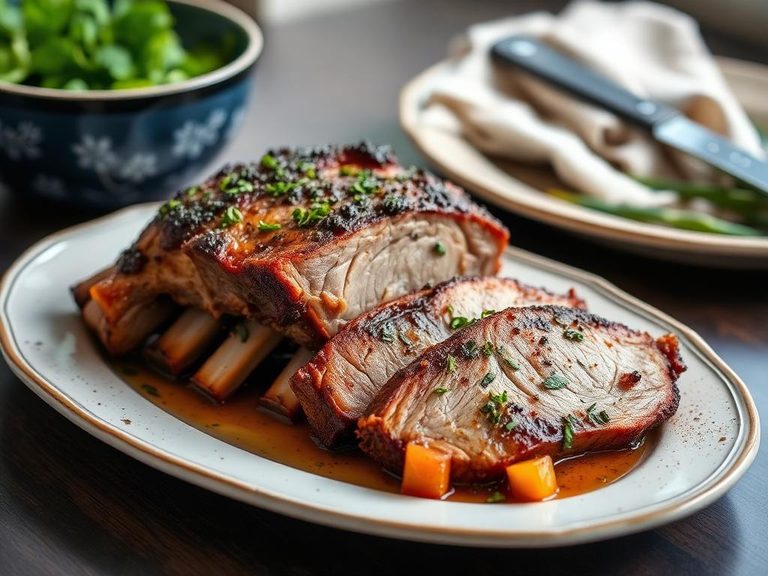 Slow-roasted herb-crusted pork loin ribs