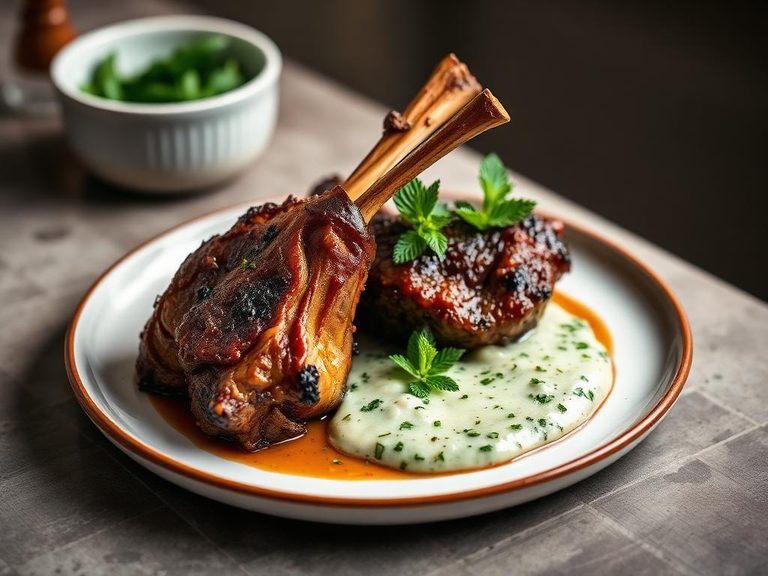 Slow-Roasted Lamb with Mint Sauce